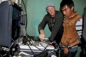 Mike Adams trains Nepali broadcasters in emergency programming.